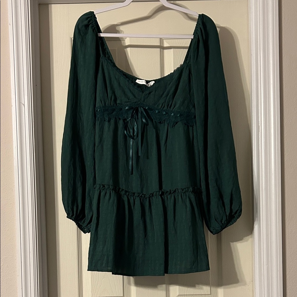 Altar’d State Hunter Green Boho Peasant Dress